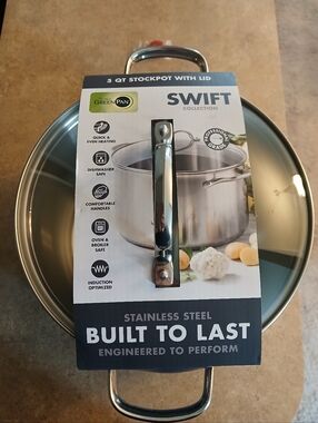 GreenPan Stainless Steel Stockpot with Lid - Silver